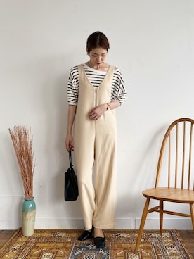 「Doux archives（ドゥアルシーヴ）のアイテム（オールインワン・サロペット）」を使った、Hikariさん（レディース・169cm）の秋コーディネート