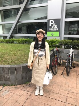 「FREE（フリー）のアイテム」を使った、Elinda Chenさん（レディース・150cm）の春コーディネート