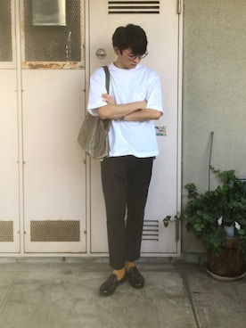 「PADRONE（パドローネ）のアイテム（スリッポン）」を使った、riki138さん（メンズ・166cm）の夏コーディネート