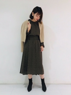 「A part by（アパートバイ）のPランダムドットキリカエワンピース　818757（ワンピース）」を使った、yoshiさん（レディース・161cm）の冬コーディネート