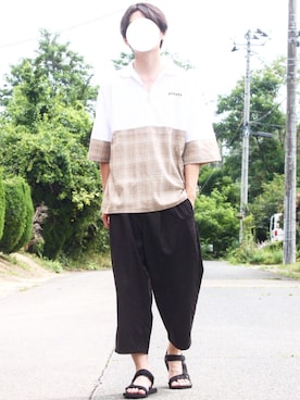「BASE（ベース）のアイテム」を使った、Riruさん（メンズ・176cm）の夏コーディネート
