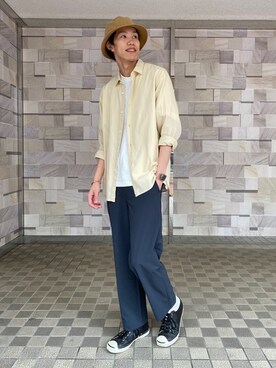 「ADAM ET ROPE'（アダムエロペ）のアイテム（帽子）」を使った、toolさん（メンズ・187cm）の夏コーディネート