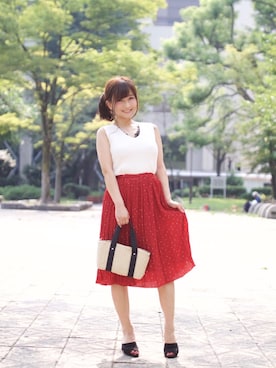 「レースタンク」｜「アイテム（その他）」を使った、まぁさん（レディース・160cm）の夏コーディネート