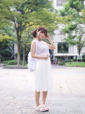 「ノースリーブニット」｜「アイテム（その他）」を使った、まぁさん（レディース・160cm）の夏コーディネート