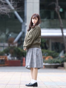 「ソックス」｜「アイテム（MA-1）」を使った、まぁさん（レディース・160cm）の冬コーディネート