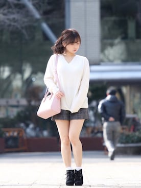 「カシミヤ」｜「アイテム（その他）」を使った、まぁさん（レディース・160cm）の冬コーディネート