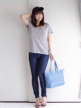「sankyo shokai（サンキョウショウカイ）のアイテム（バッグ）」を使った、まぁさん（レディース・160cm）の夏コーディネート