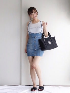 「アイテム（デニムスカート）」を使った、まぁさん（レディース・160cm）の夏コーディネート