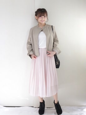 「SonnyLabel」｜「アイテム（ライダースジャケット）」を使った、まぁさん（レディース・160cm）の秋コーディネート