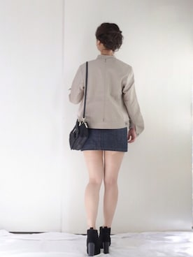 「SonnyLabel」｜「アイテム（ライダースジャケット）」を使った、まぁさん（レディース・160cm）の秋コーディネート