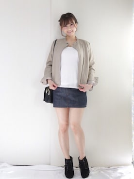 「SonnyLabel」｜「アイテム（ライダースジャケット）」を使った、まぁさん（レディース・160cm）の秋コーディネート