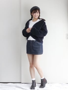 「ジュエリー」｜「アイテム（ハンチング/ベレー帽）」を使った、まぁさん（レディース・160cm）の秋コーディネート