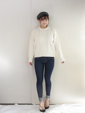 「サニーレーベル」｜「アイテム（ハンチング/ベレー帽）」を使った、まぁさん（レディース・160cm）の秋コーディネート