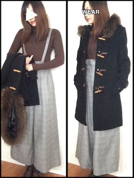 「グレンチェック」｜「アイテム（ダッフルコート）」を使った、T☻Moさん（レディース・163cm）の冬コーディネート