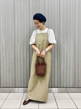 「RODE SKO」｜「アイテム（ハンチング/ベレー帽）」を使った、しだみさん（レディース・154cm）の夏コーディネート