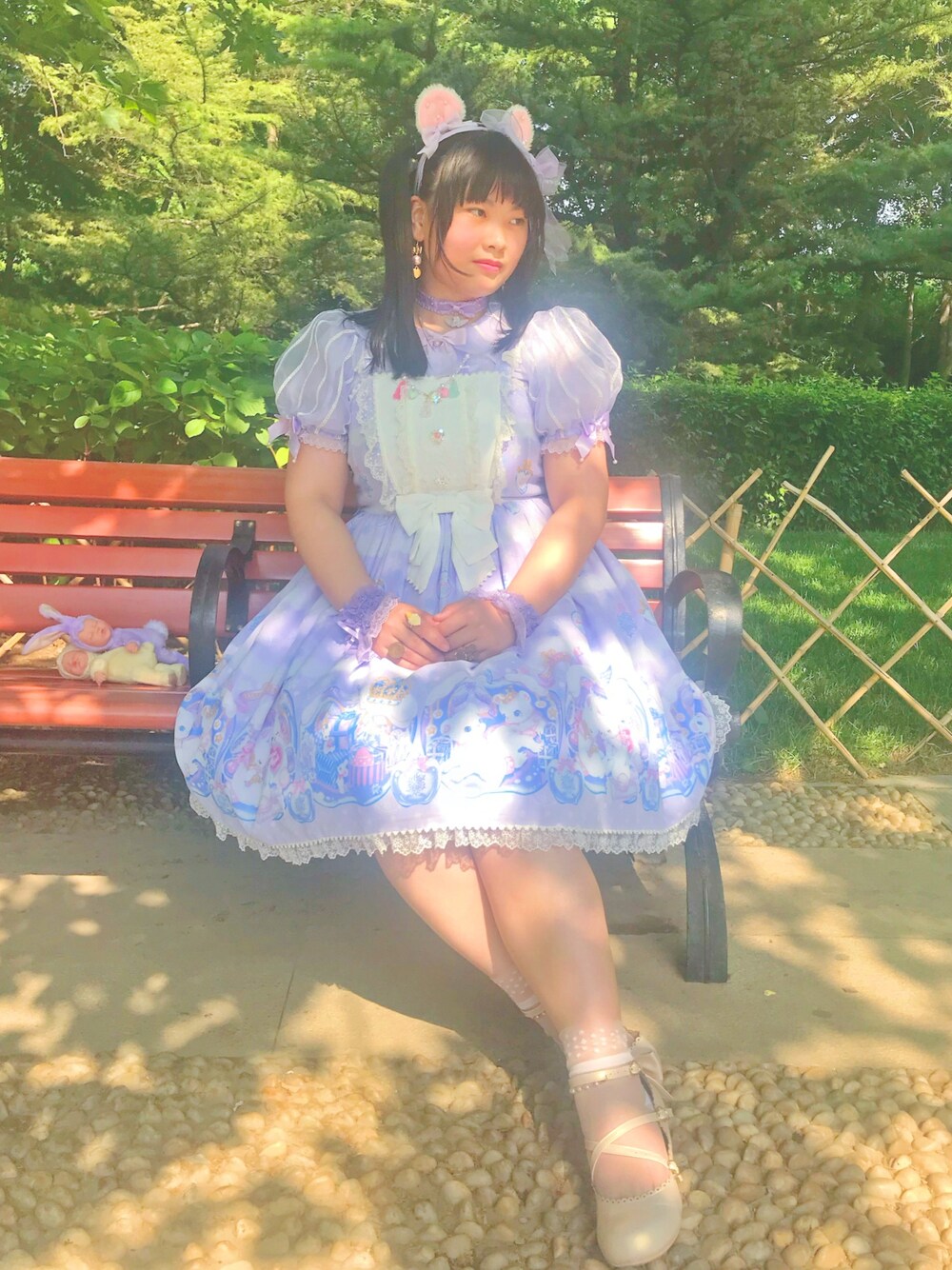 「Angelic Pretty、lolitafashion、purple」｜「Angelic Prettyのアイテム（ジャンパースカート、その他）」を使った、红糖玛丽さん（レディース・160cm）の夏コーディネートの1枚目の写真