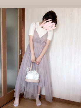 ハイネックニットトップスxイレヘムカットチュールキャミワンピースセットを使ったコーディネート一覧 Wear