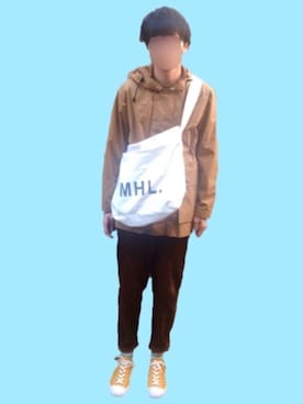 「MHL.（エムエイチエル）のアイテム（ブルゾン）」を使った、りょとさん（メンズ・168cm）の冬コーディネート