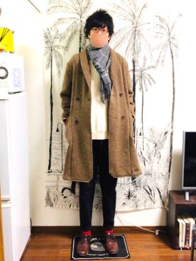 「SHIPS（シップス）のアイテム（ブーツ）」を使った、りょとさん（メンズ・168cm）の冬コーディネート