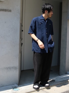 「tim.（ティム）のアイテム（トップス）」を使った、LICLEさん（メンズ・171cm）の春コーディネート