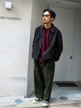 「roundabout（ラウンダバウト）のアイテム（パンツ）」を使った、LICLEさん（メンズ・171cm）の秋コーディネート