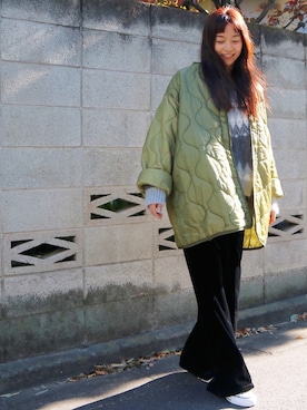 「MY（マイ）のアイテム（パンツ）」を使った、LICLEさん（レディース・160cm）の秋コーディネート