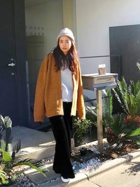 「MY（マイ）のアイテム（パンツ）」を使った、LICLEさん（レディース・160cm）の冬コーディネート