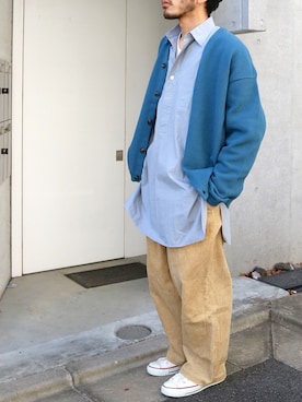 「roundabout（ラウンダバウト）のアイテム（パンツ）」を使った、LICLEさん（メンズ・171cm）の冬コーディネート
