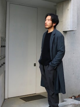 「mando（マンド）のアイテム（スラックス）」を使った、LICLEさん（メンズ・171cm）の冬コーディネート