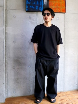 「roundabout（ラウンダバウト）のアイテム（パンツ）」を使った、LICLEさん（メンズ・171cm）の春コーディネート