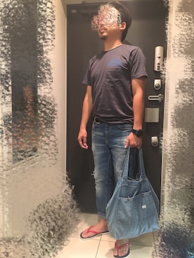 「NIKE（ナイキ）のアイテム（ビーチサンダル）」を使った、銀パパさん（メンズ・170cm）の夏コーディネート