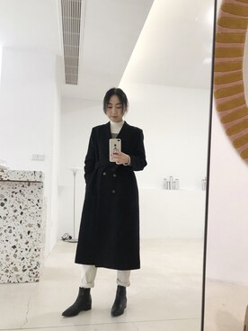 「COS（コス）のアイテム（ダッフルコート）」を使った、Leah里雅さん（レディース・163cm）の秋コーディネート