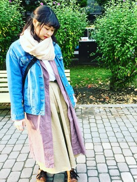 「Panamaboy（パナマボーイ）のアイテム（その他アウター）」を使った、ナ　ナ　ミ　。さん（レディース・166cm）の秋コーディネート