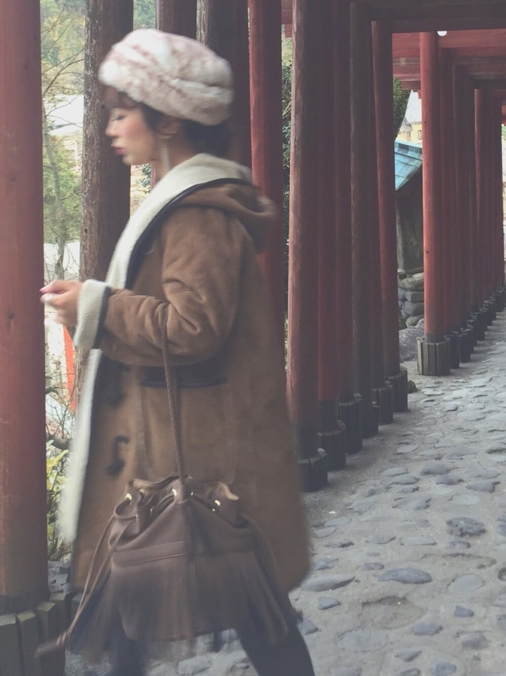 【極美品】nano universe フェイクムートンダッフルコート NANO universe（ナノユニバース）の「DISCREET SEAM/Fムートン