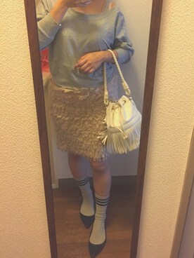 「くつした」｜「アイテム（スウェット）」を使った、memeさん（レディース・150cm）の秋コーディネート