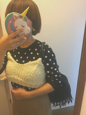 「アイテム（チューブトップ）」を使った、memeさん（レディース・150cm）の秋コーディネート