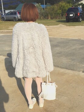 「白タイツ」｜「アイテム（ブルゾン）」を使った、memeさん（レディース・150cm）の秋コーディネート