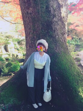 「水色」｜「アイテム（ノーカラージャケット）」を使った、memeさん（レディース・150cm）の秋コーディネート