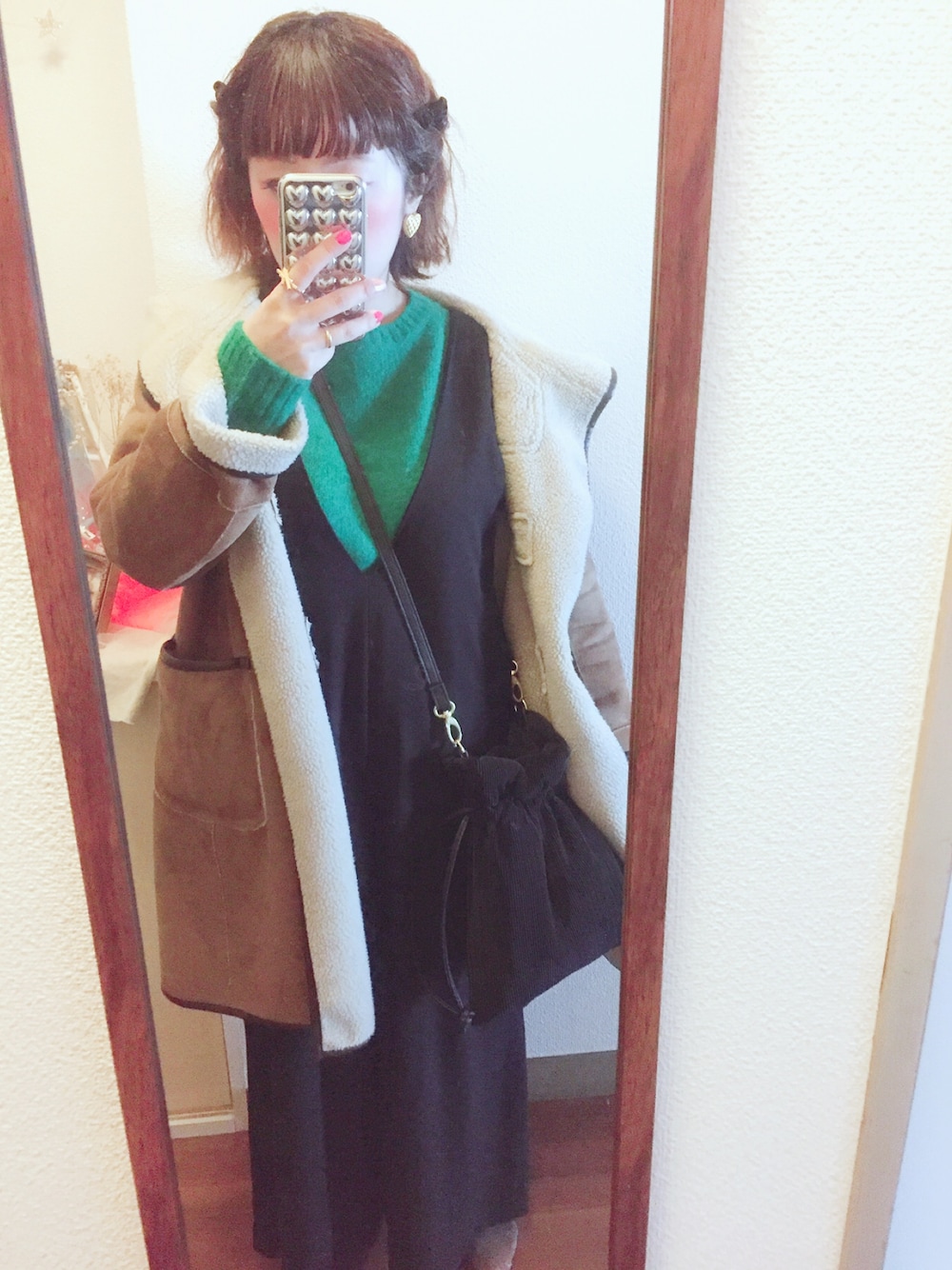 【極美品】nano universe フェイクムートンダッフルコート NANO universe（ナノユニバース）の「DISCREET SEAM/Fムートン