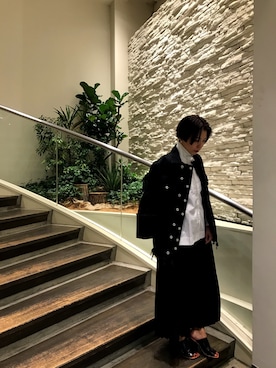 「DIESEL（ディーゼル）のアイテム（ノーカラージャケット）」を使った、FUKUさん（レディース・162cm）の秋コーディネート