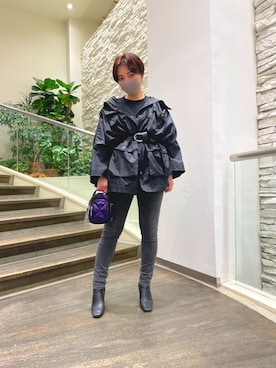 「DIESEL」｜「アイテム（ナイロンジャケット）」を使った、FUKUさん（レディース・162cm）の春コーディネート