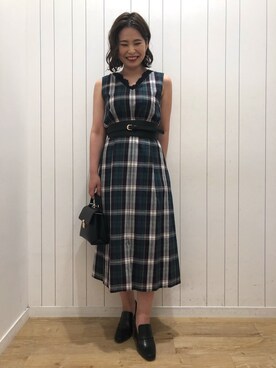 「アイテム（ローファー、グリーン系）」を使った、Kaoriさん（レディース・155cm）の夏コーディネート