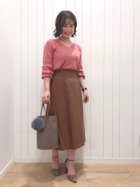 「アイテム（パンプス、グレー系）」を使った、Kaoriさん（レディース・155cm）の冬コーディネート