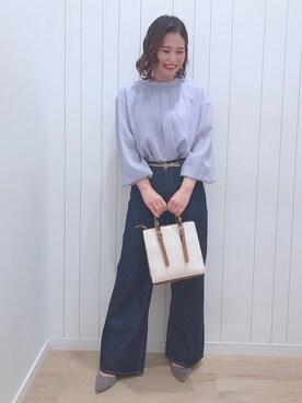 「アイテム（パンプス、グレー系）」を使った、Kaoriさん（レディース・155cm）の春コーディネート