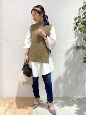 「andemiu」｜「アイテム（シャツワンピース）」を使った、Kaoriさん（レディース・155cm）の冬コーディネート