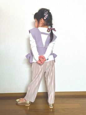 「petit main（プティマイン）のアイテム（バレエシューズ）」を使った、maymayさん（キッズ・110cm）の春コーディネート