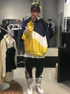 「G-STAR RAW（ジースターロゥ）のアイテム（帽子）」を使った、70eidjさん（メンズ・166cm）の春コーディネート
