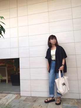 タンクトップを使った 黒シャツ のレディース人気ファッションコーディネート Wear