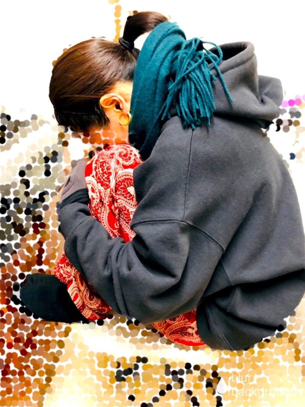 「FREAK'S STOREのアイテム（パーカー、ブラック系）」を使った、monさん（レディース・158cm）の春コーディネートの1枚目の写真
