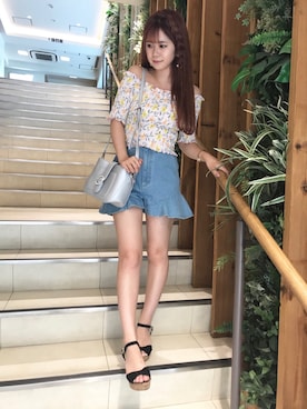 「TITTY&CO.（ティティーアンドコー）のアイテム（ショルダーバッグ）」を使った、titty&co. miyu♡さん（レディース・148cm）の夏コーディネート